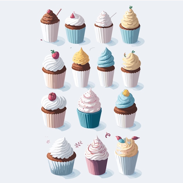 A collection of cupcakes with different flavors.