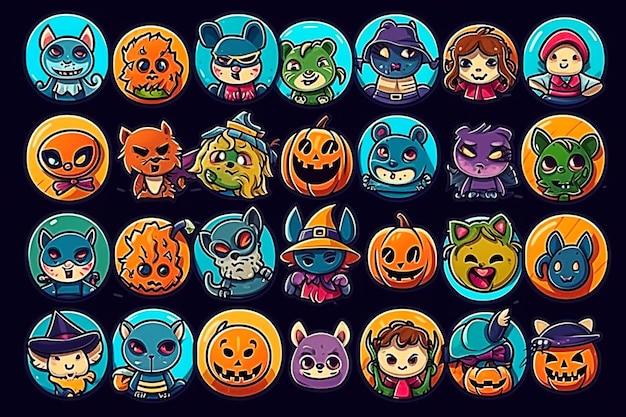 The collection of cute cat and candy and element for halloween party in flat style Graphic resource about hallooween for graphiccontent banner sticker label and greeting card