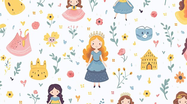 A collection of cute little girls with a floral background.