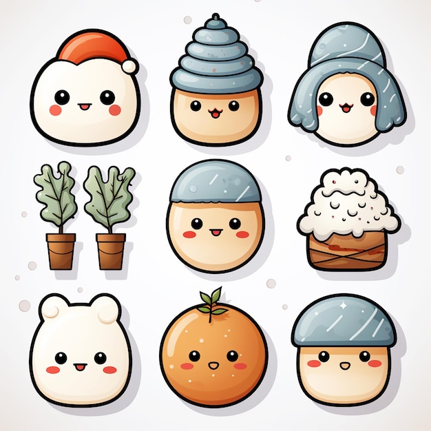 A collection of cute sticker vector