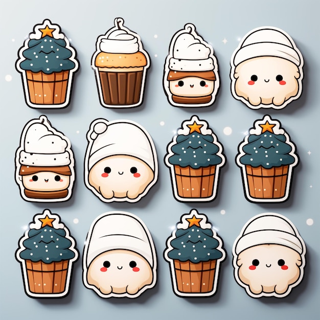 Photo a collection of cute sticker vector