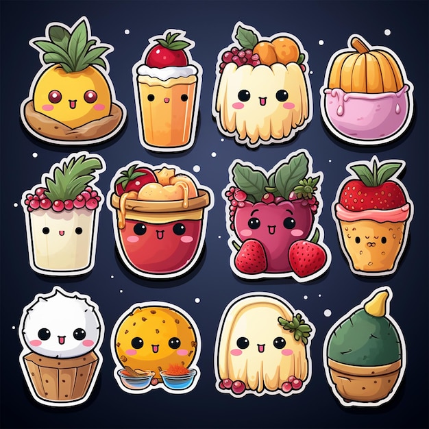 A collection of cute sticker vector