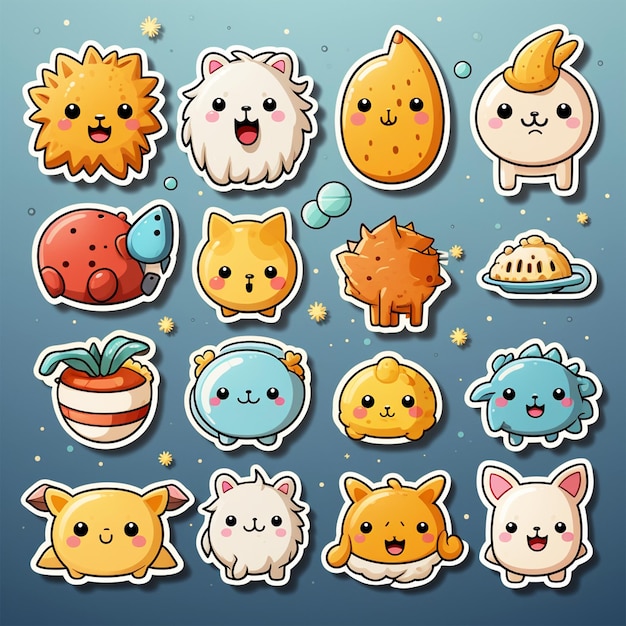 Photo a collection of cute sticker vector