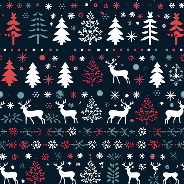 a collection of deers and trees with snowflakes and snowflakes