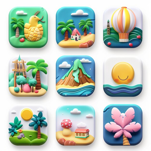 a collection of different apps including a beach scene a beach beach and ocean