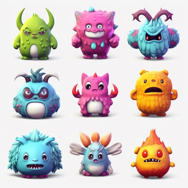 A collection of different characters including monster, monster, and monster.