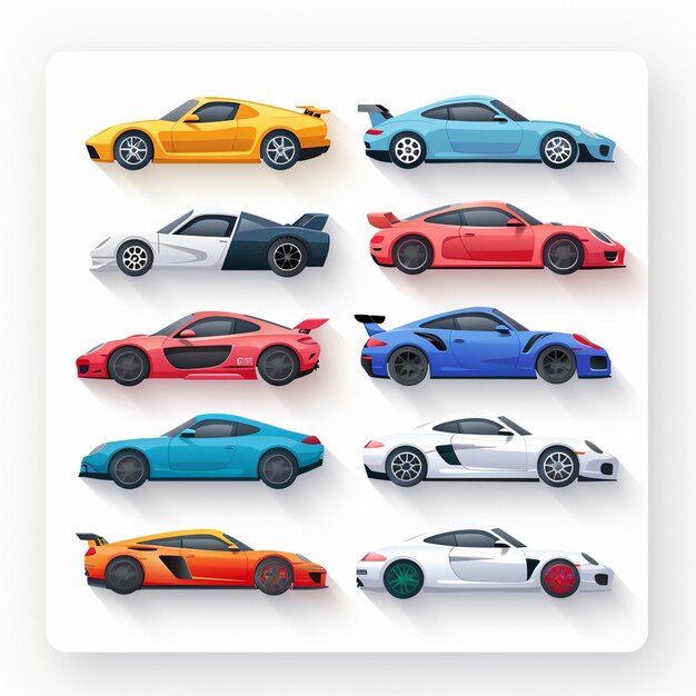 a collection of different colored cars including one that saysssuper