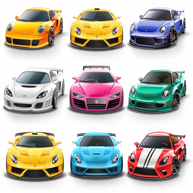 a collection of different colored cars including one of which is a bmw