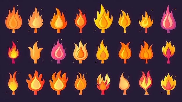 A collection of different colored flames Generative AI Art