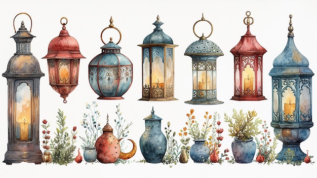 a collection of different colored lanterns including one that has the words quot birds quot on it
