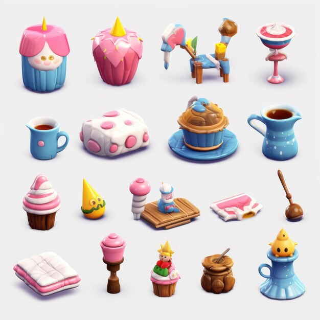 Foto una collezione di cupcake diversi, tra cui uno con un cupcake sopra.