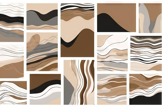 A collection of different designs including a brown and white design.