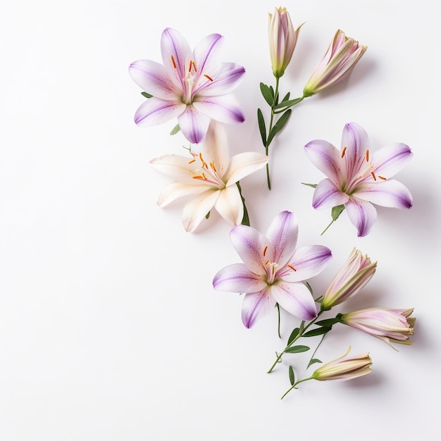 Collection of Different Flowers Isolated on White Background