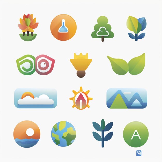 a collection of different icons including a mountain a mountain and a sign that says  eco