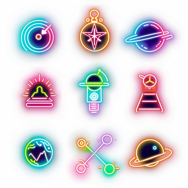 Photo a collection of different images of planets and a star wars spaceship