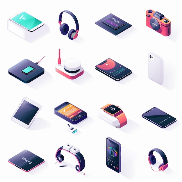 a collection of different images of a smart phone and a box of things