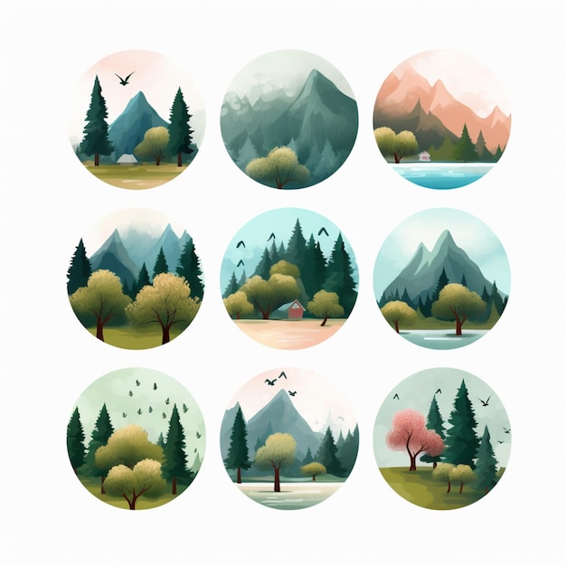 A collection of different landscapes with different shapes and colors.