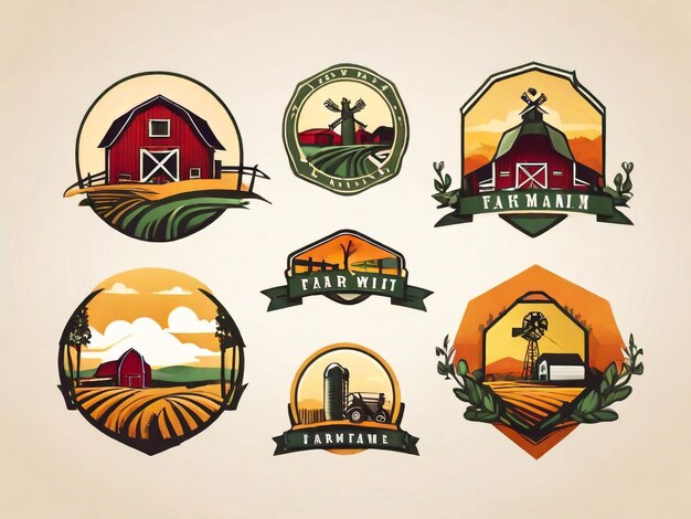 Photo a collection of different logos including a farm and farm