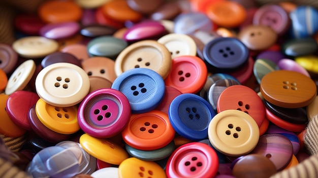 Photo collection of different multi colored buttons