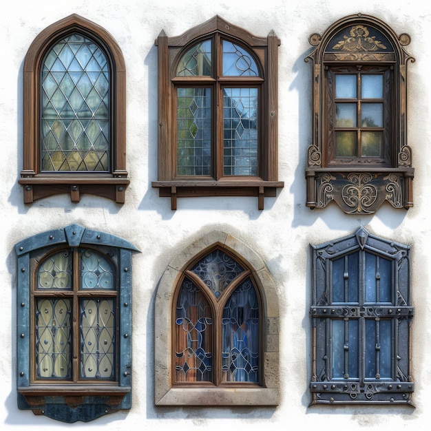 Photo a collection of different styles of fantasy windows