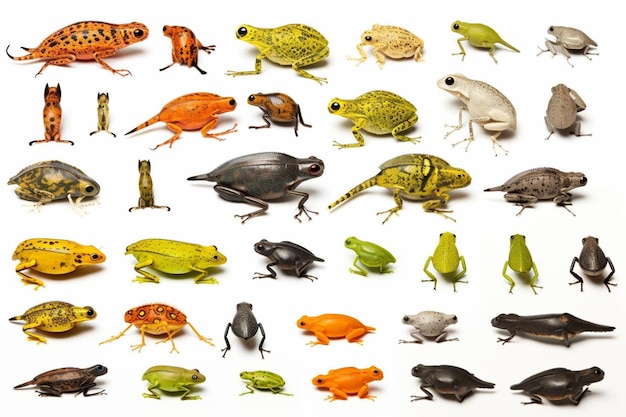 коллекция разных видов лягушек и лягушек