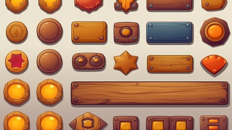 Photo a collection of different wooden icons for the game