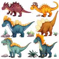 Photo a collection of dinosaurs with different colors.