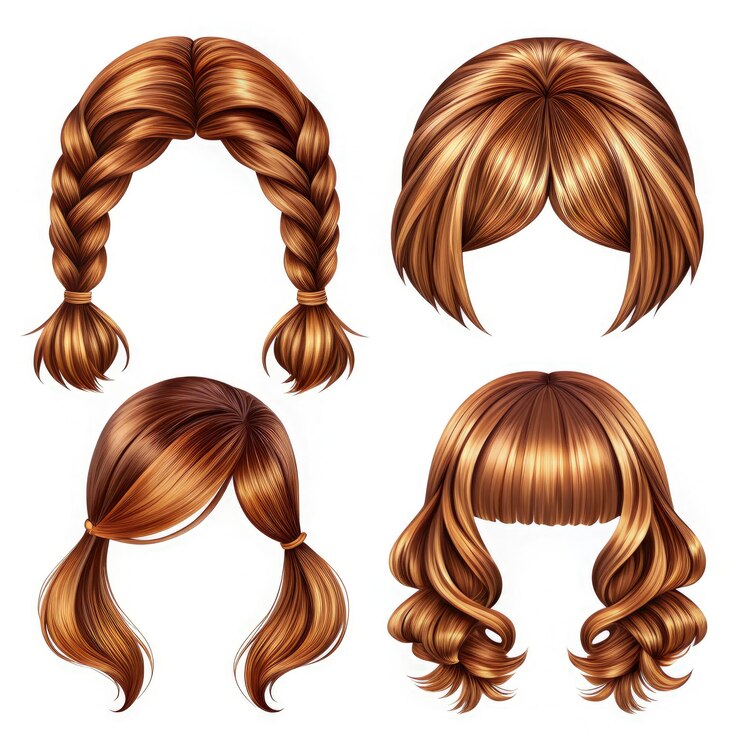 Photo a collection of diverse brown hairstyles featuring braids ponytails and curls perfect for various