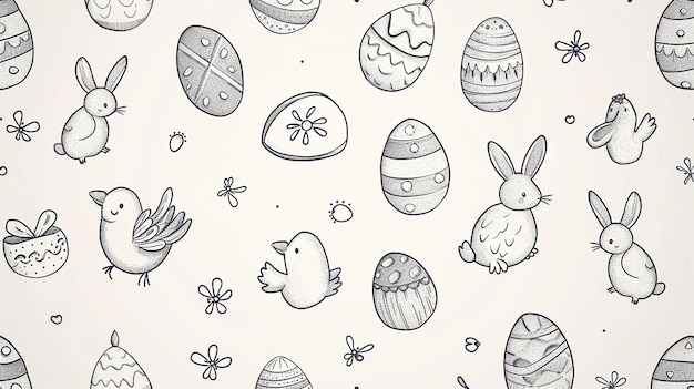 a collection of easter eggs with a bunny and bunny on the top