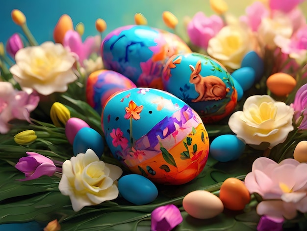 коллекция пасхальных яиц с цветами и словами
