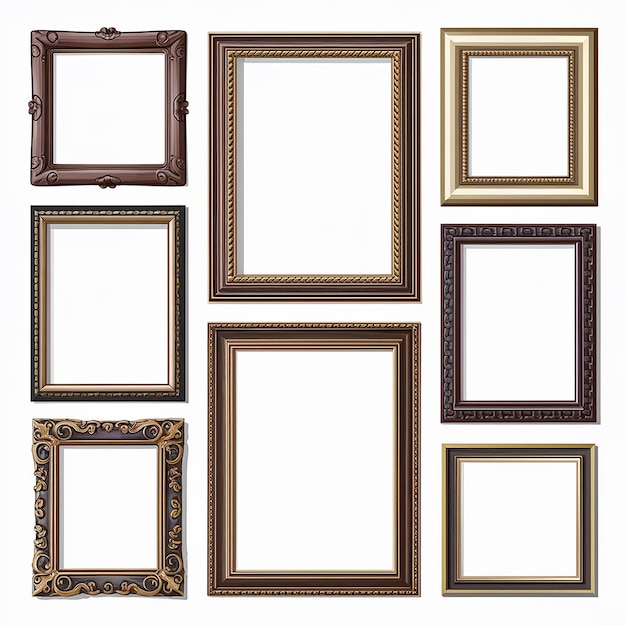 Photo a collection of eight rectangular frames each with its unique design and color
