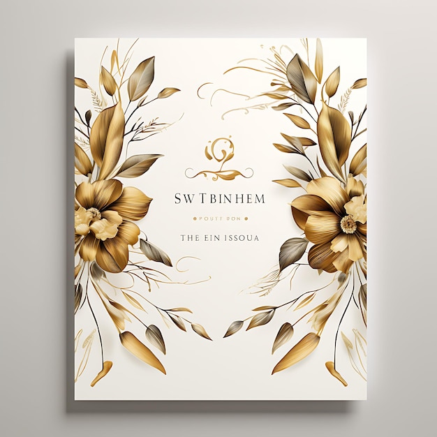 Collection Elegant Gold and Ivory Wedding Invitation Card Rectangular S illustration idea design