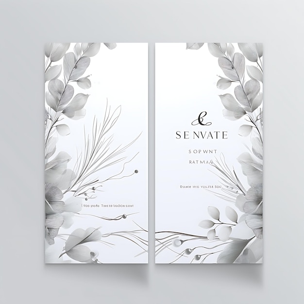 Фото Коллекция элегантная серебряная фольга свадебная пригласительная карточка прямоугольная форма иллюстрация идея дизайна