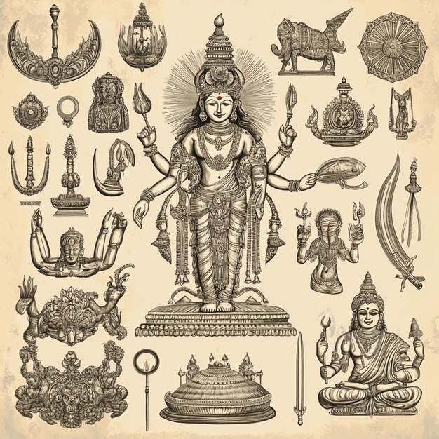 Photo collection of elements of the hindu god chandra