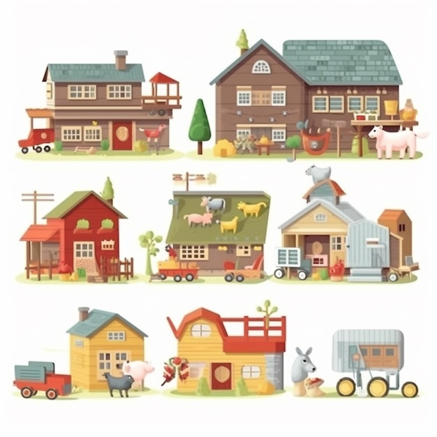 A collection of farm houses.