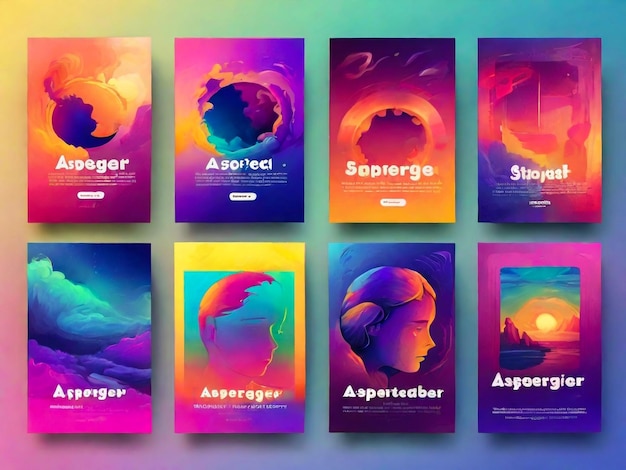 A collection of flat illustrations from international aspergers day