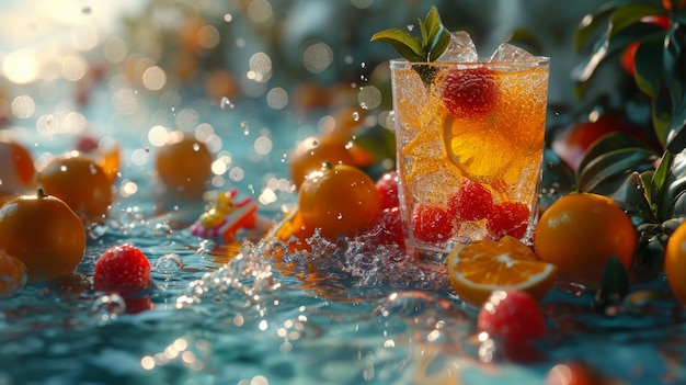 a collection of fresh fruit in a sparkling glass Ai Generative