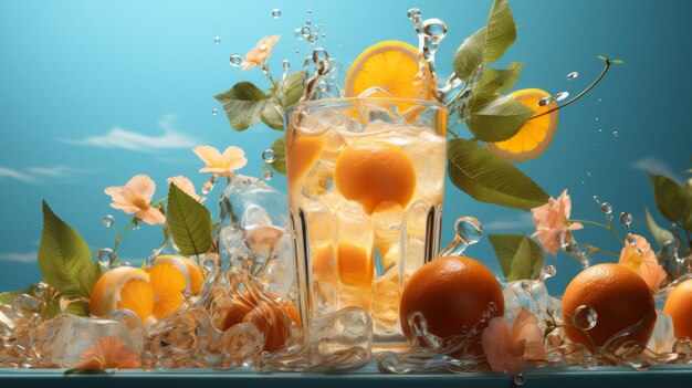 a collection of fresh fruit in a sparkling glass Ai Generative