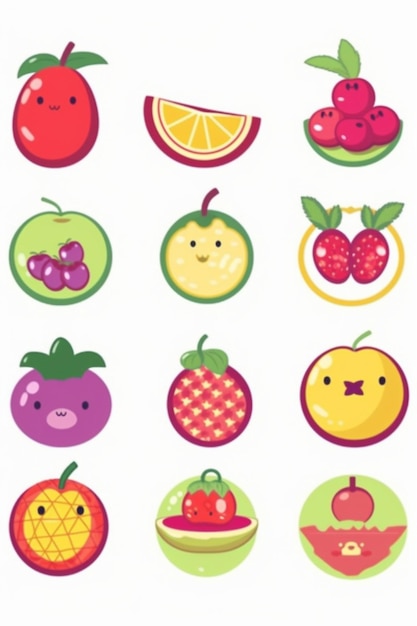 A collection of fruit icons for a fruit app.