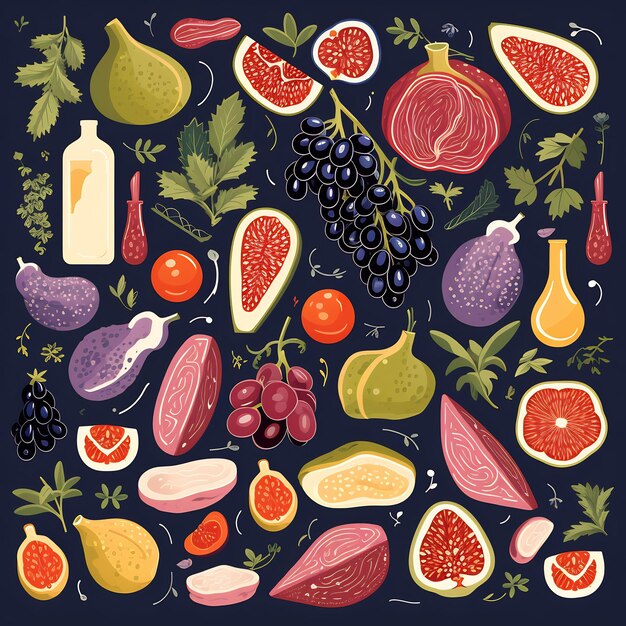 a collection of fruits and vegetables including fruits and vegetables