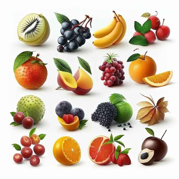 A collection of fruits with the word fruit on it