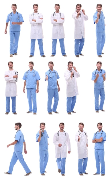 Collection of full length portraits of medical people