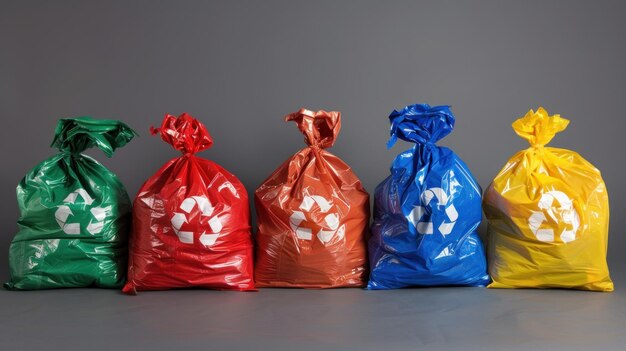 A collection of garbage bags sitting next to each other ready for disposal or recycling