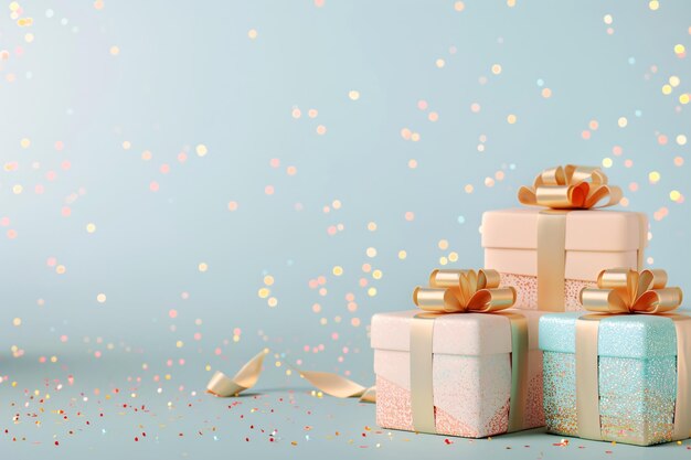 коллекция подарочных ящиков с золотым блеском на дне 3D подарочной коробки празднование дня рождения элегантный