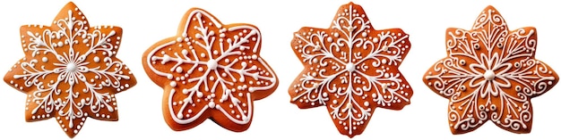 Collection of gingerbread cookies on white background christmas and new year concept