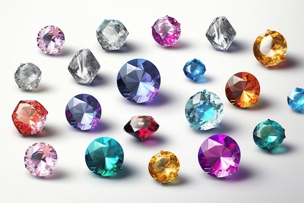 A collection of glittering rhinestones isolated