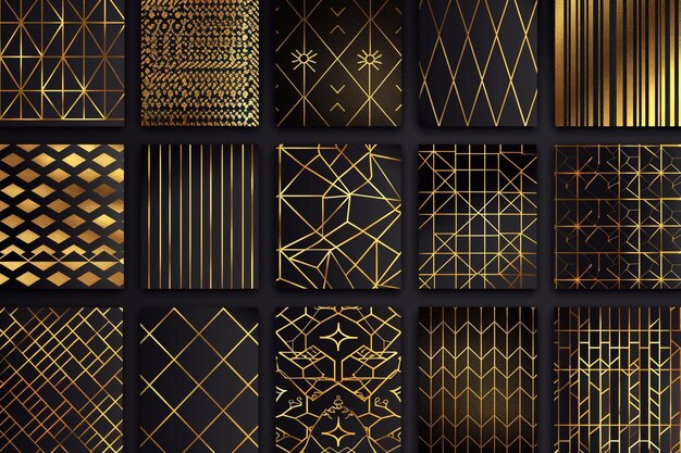 Photo a collection of gold and black boxes with the word  x  on them