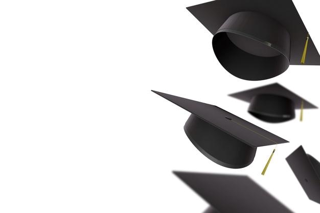 collection of graduation caps 3d rendering
