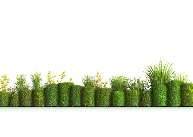 Collection of green grass borders seamless horizon