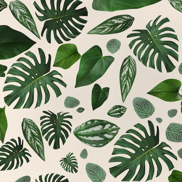 Photo collection green leaves pattern for nature concept